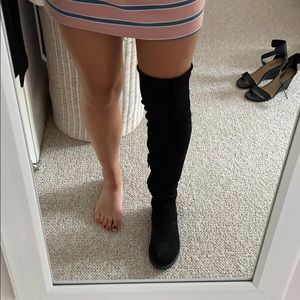 Black suede over the knee boot